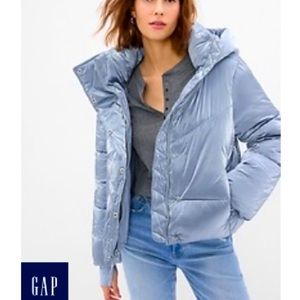 GAP "Big Puff" Cropped Jacket Mineral Blue Sz L